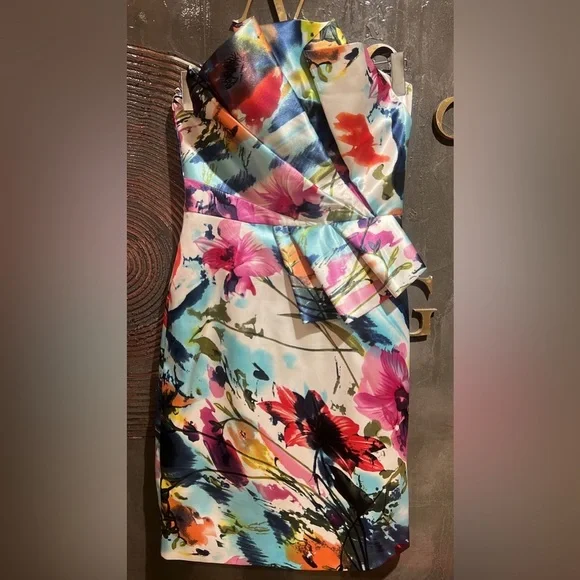 NWT Jovani Strapless Multicolor Floral Dress SIZE 8 - Picture 4 of 8